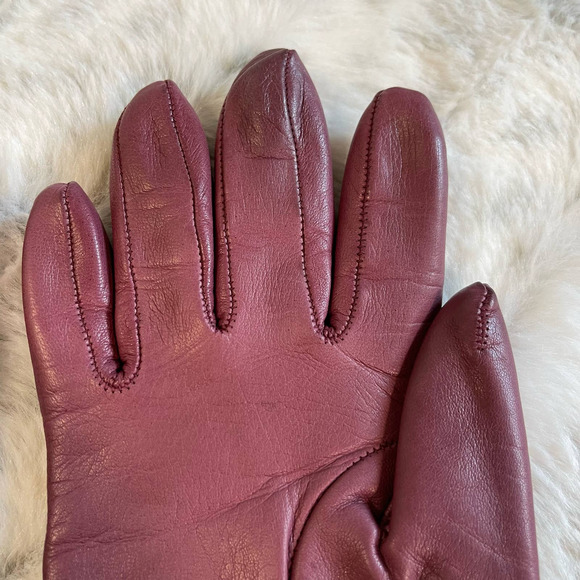 Vintage Gloves Mauve Pink Italian Leather 100% Cashmere Lining Size 6 - Picture 6 of 14